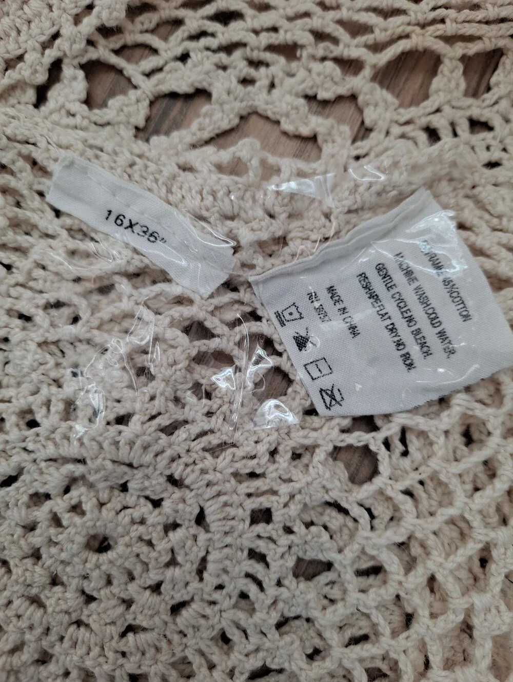 Crochet Runner Set Mix Cotton/Rame Boho Beautiful Set of 2 Beige